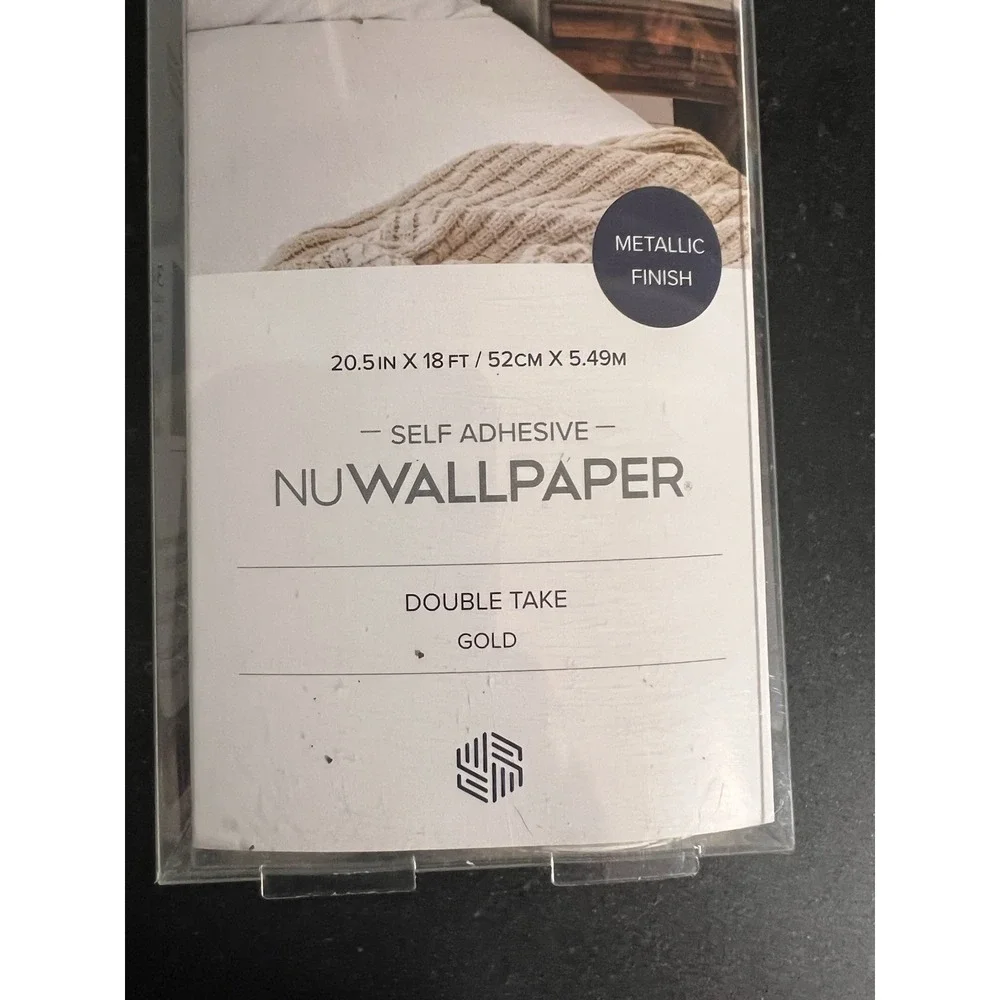 NIB New Scott Living Nu Wallpaper Self Adhesive Double Take Gold Metallic Finish
